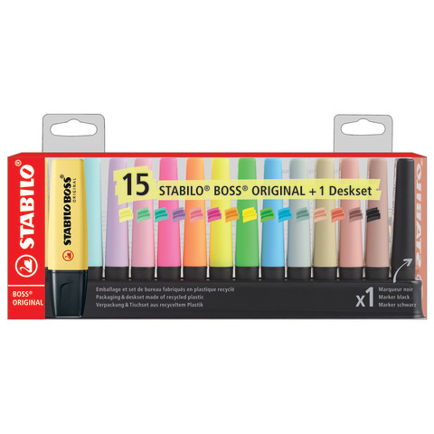 Desk set evidenziatori Stabilo Boss® Original 2-5 mm - 15 colori assortiti F60915